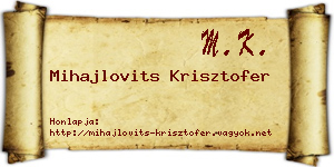Mihajlovits Krisztofer névjegykártya